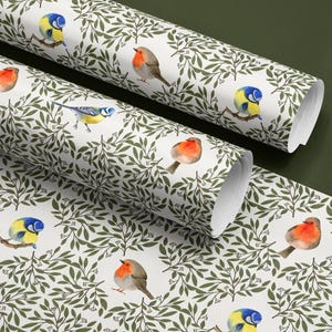 Christmas Wrapping Paper Winter Birds Wrapping Paper Floral Birds Gift Wrap Robin Wrapping Paper Christmas Winter Animal Wrapping Paper Bird