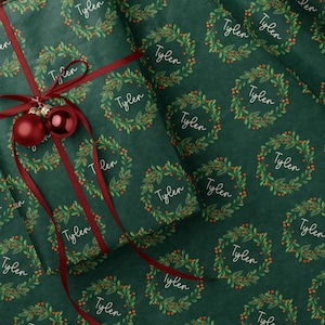 Personalized Christmas Paper Custom Name Gift Wrap for Holidays
