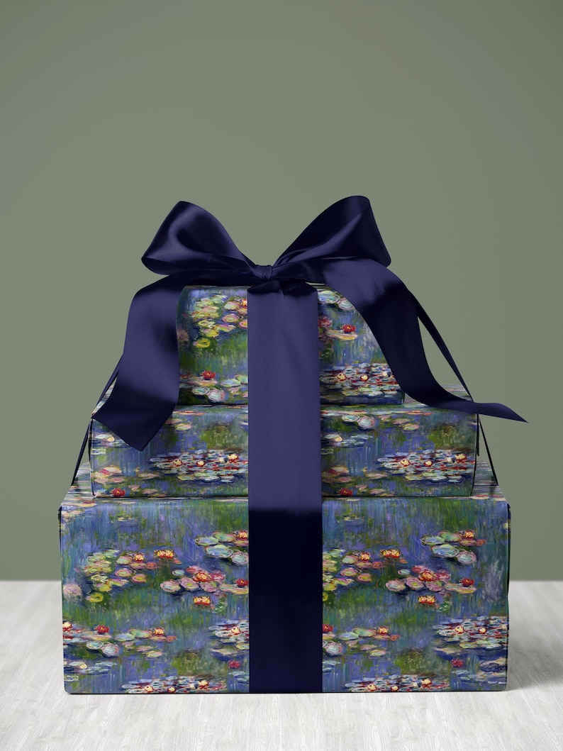 Claude Monet Water Lily Wrapping Paper Art Gift Wrap Elegant Birthday Wrapping Paper Wedding Gift Wrap Monet Painting Wrapping Paper Vintage
