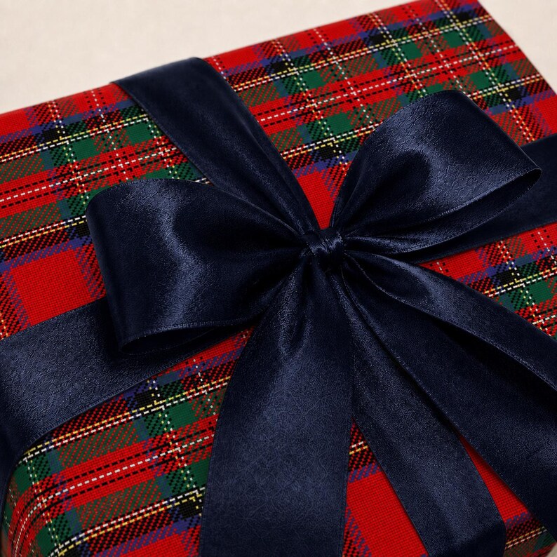 Plaid Wrapping Paper Vintage Christmas Plaid Tartan Gift Wrap Tartan Christmas Wrapping Paper Royal Stewart Cassic Red Plaid Preppy Wrapping