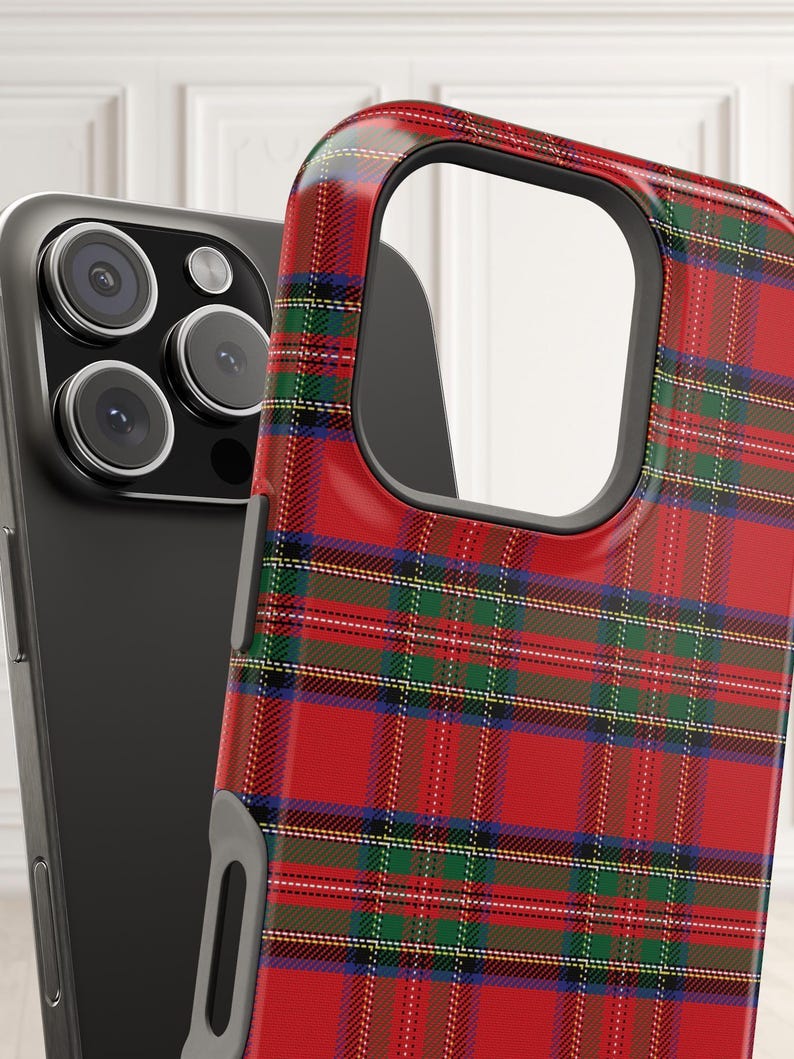 Christmas iPhone Case in tartan plaid design, Royal Steward pattern for a preppy look