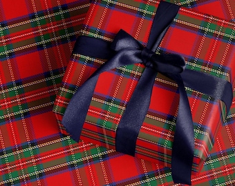 Plaid Wrapping Paper Vintage Christmas Plaid Tartan Gift Wrap Tartan Christmas Wrapping Paper Royal Steward Cassic Red Plaid Preppy Wrapping