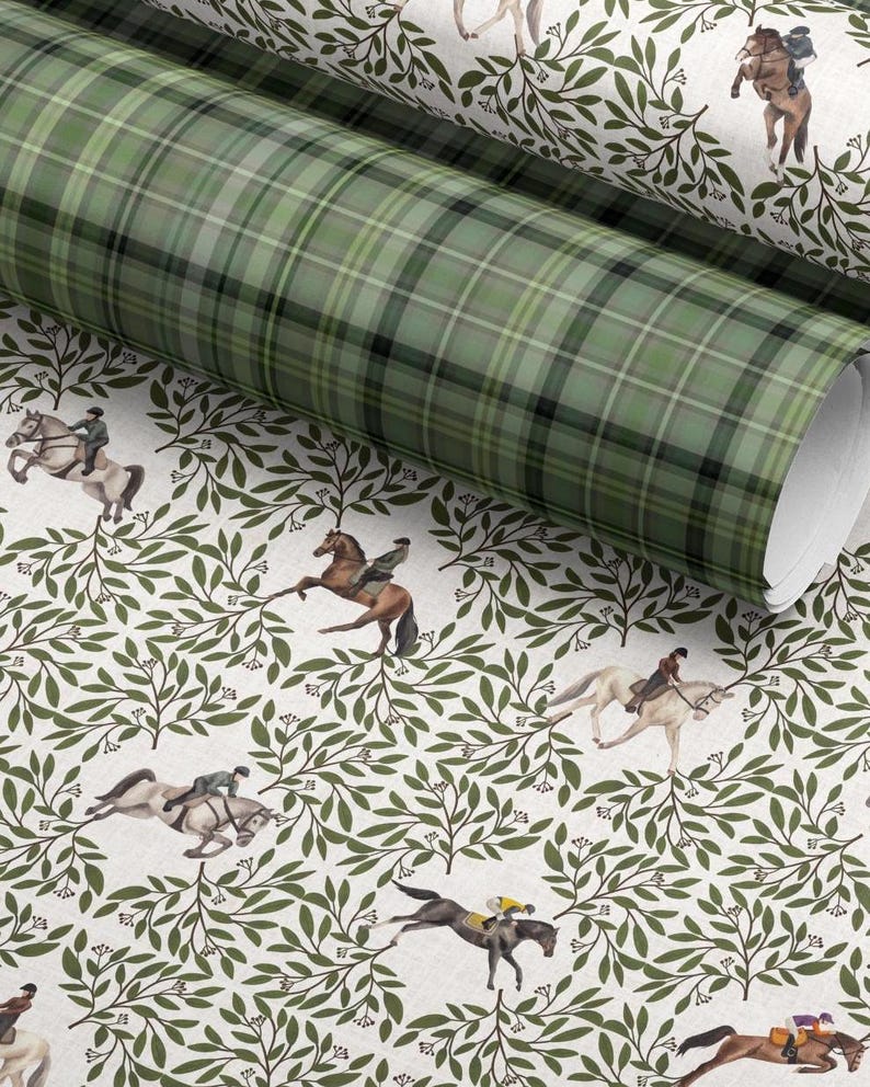 Equestrian Wrapping Paper Horse Lover Gift Wrapping Paper Preppy Decor Classic Americana Wrapping Paper Country Wrapping Paper OldMoney Gift