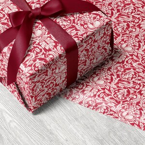 William Morris Queen Anne Wrapping Paper Vintage Christmas Gift Wrap William Morris Art Print Paper Gift Wrap Vintage Christmas Classy Red