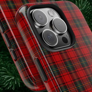 Red Tartan Plaid Christmas iPhone Case with classic checkered design for iPhone 16 Pro Max