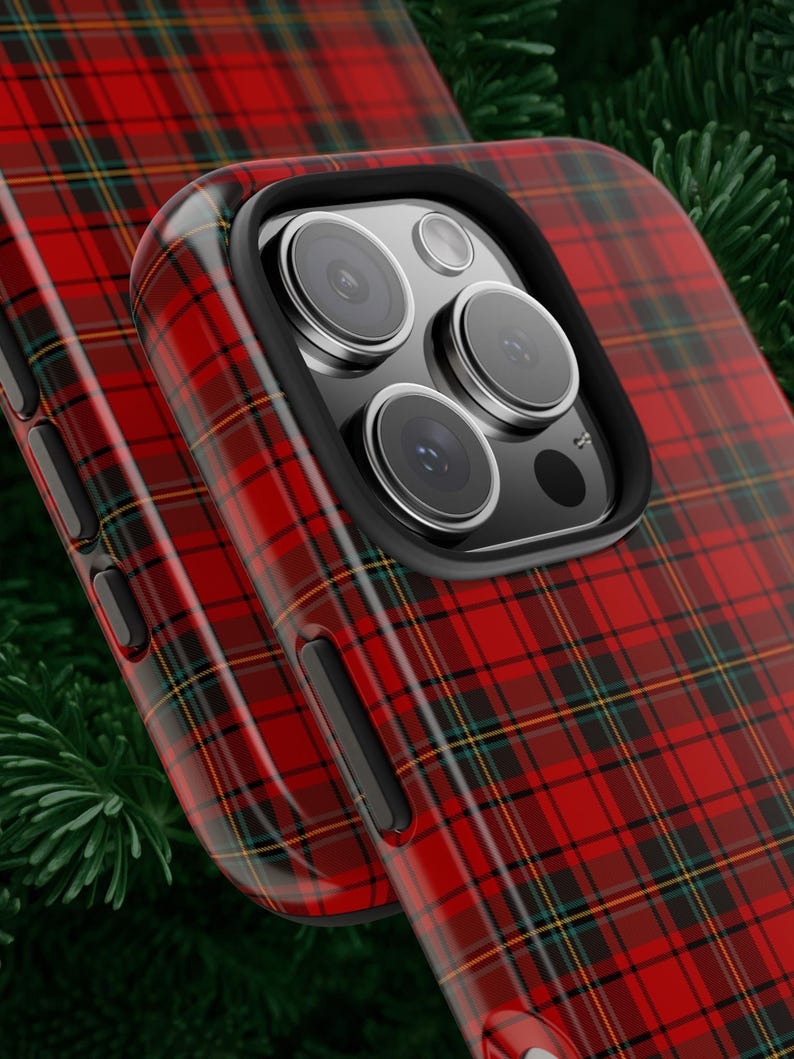 Red Tartan Plaid Christmas iPhone Case with classic checkered design for iPhone 16 Pro Max