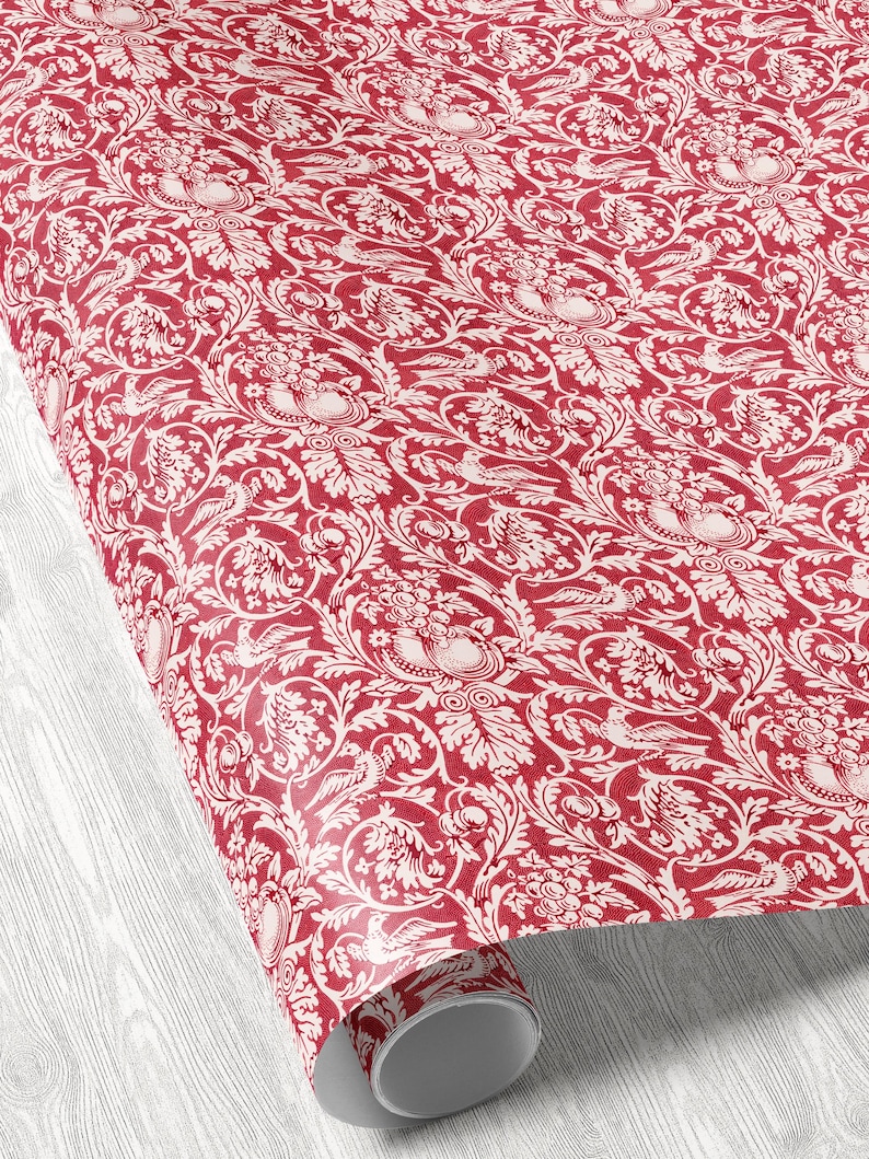 William Morris Queen Anne Wrapping Paper Vintage Christmas Gift Wrap William Morris Art Print Paper Gift Wrap Vintage Christmas Classy Red