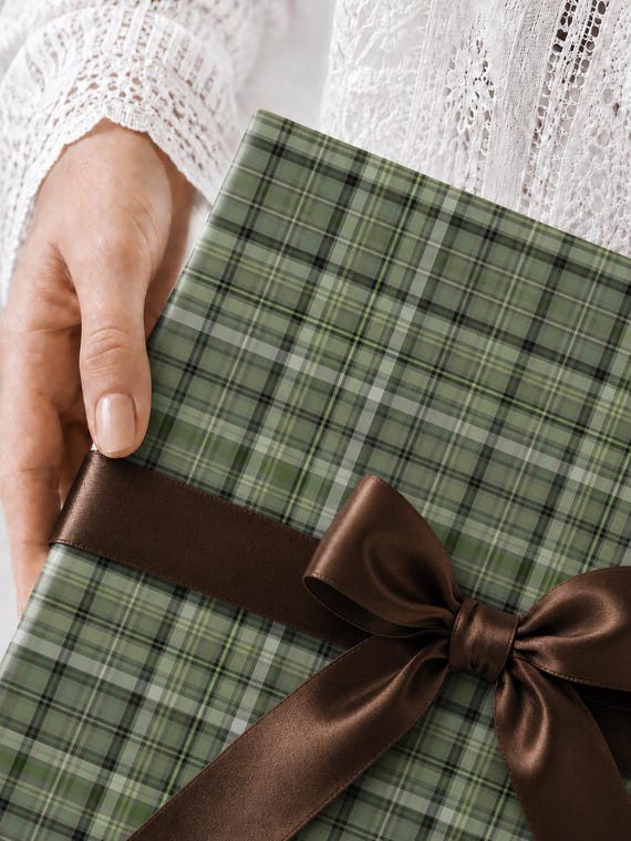 Green Plaid Wrapping Paper Hunter Gift Wrapping Paper Vintage Equestrian Wrapping Paper Country Wrapping Paper Southern Plaid Wrapping Paper