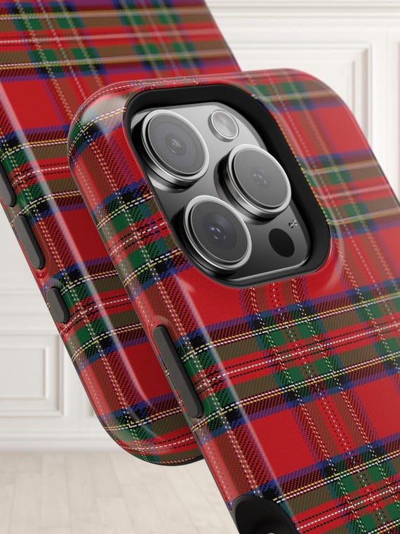 Royal Stewart Christmas iPhone Case Tartan Plaid iPhone 16 Pro Max Case Checkered iPhone 17 Plus Red Plaid Christmas Case Preppy iPhone Case