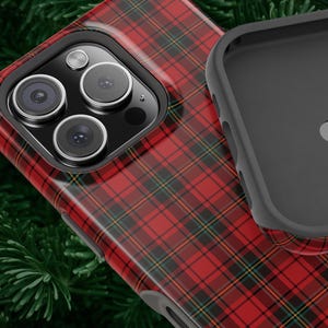 Classic Case with red plaid Christmas theme, checkered designer style for iPhone 16