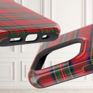 Tartan Plaid iPhone 16 Pro Max Case in Royal Steward design, perfect for the holiday season