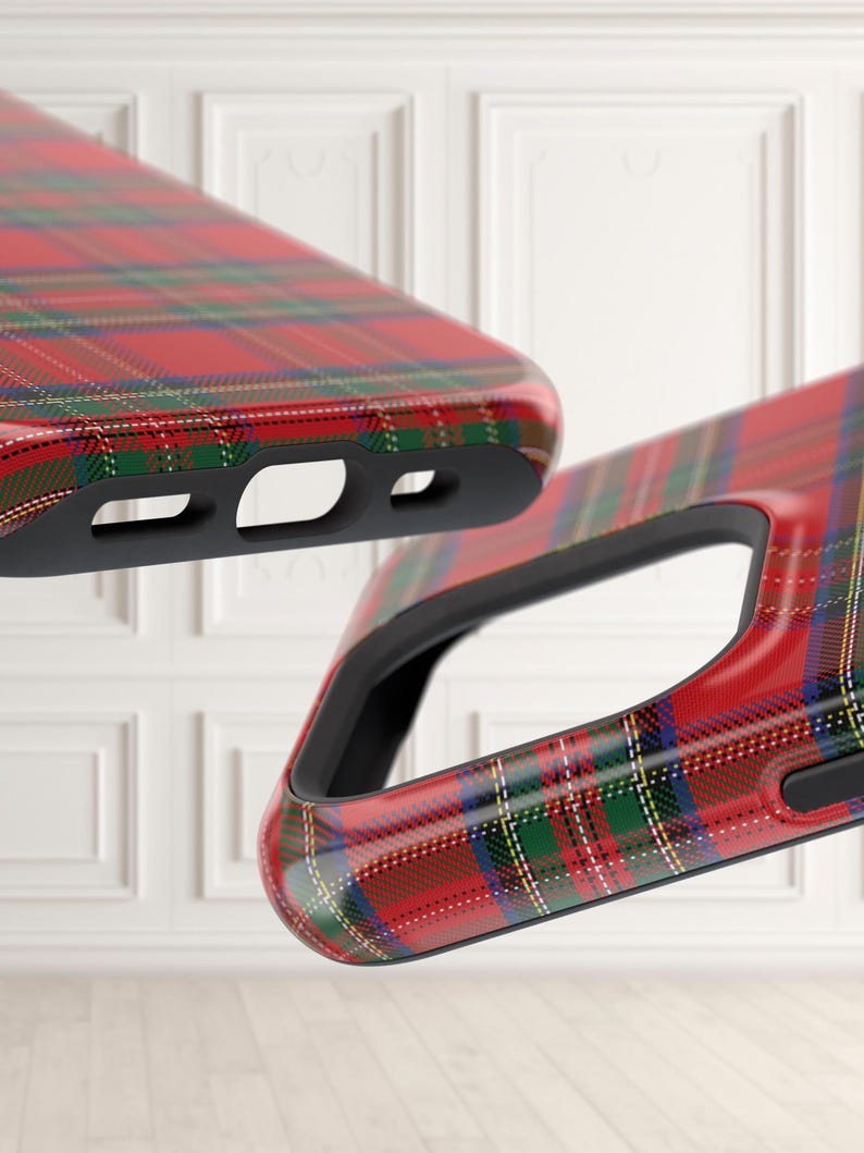Tartan Plaid iPhone 16 Pro Max Case in Royal Steward design, perfect for the holiday season