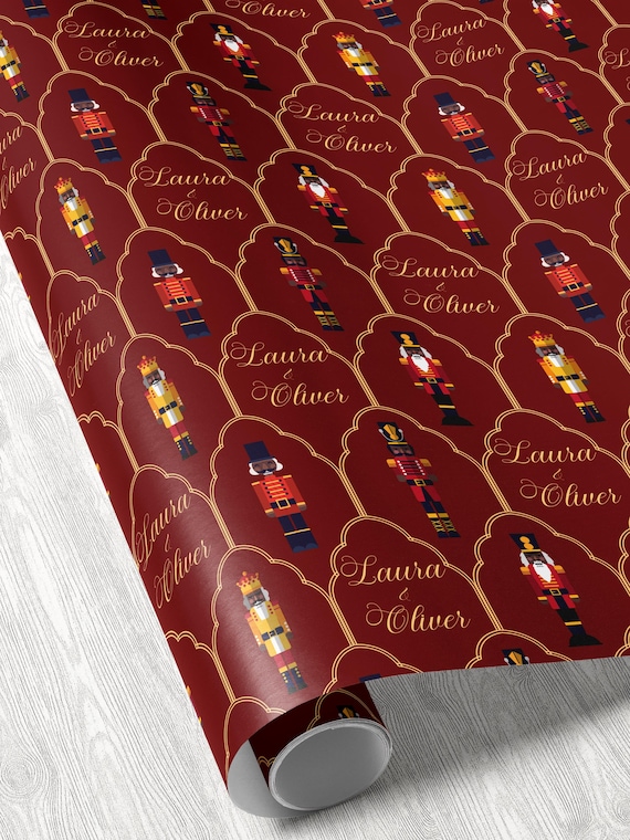 Black Nutcracker Soldier Christmas Wrapping Paper Toy Soldier Brown Skin Christmas Wrapping Paper Roll Personalized Nutcracker Gift Wrap