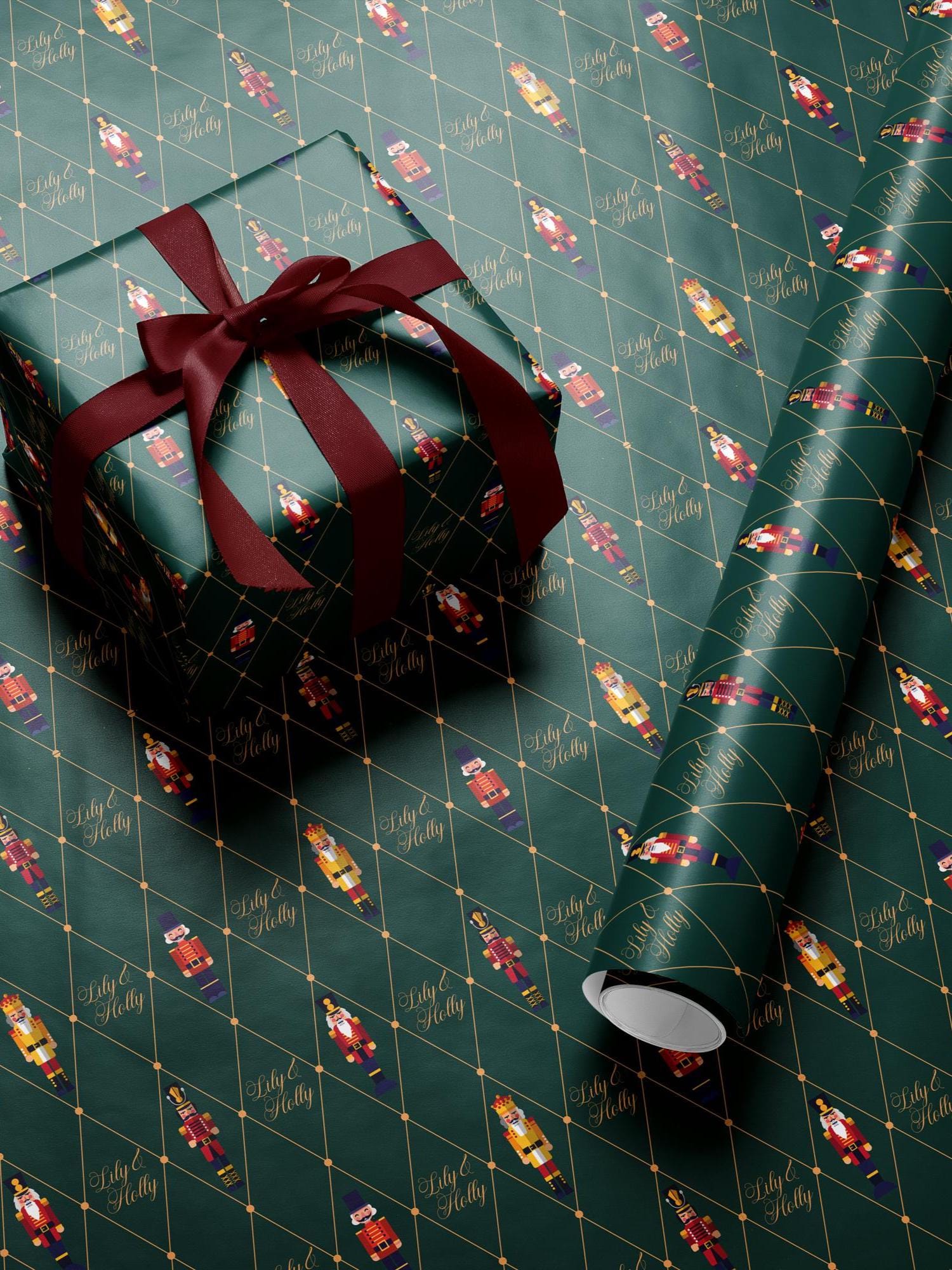 Nutcracker Wrapping Paper Green Christmas Gift Wrappig Paper Personalized Gift Wrapping Paper Nutcracker Christmas Wrapping Paper Elegant