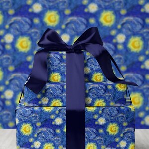 Vincent van Gogh Starry Night Wrapping paper Van Gogh Painting Gift Wrap Elegant Artistic Gift Wrapping Paper Classic Art Gift Wrap Romantic