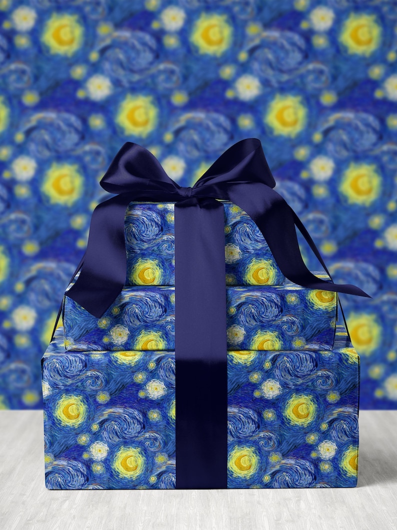 Vincent van Gogh Starry Night Wrapping paper Van Gogh Painting Gift Wrap Elegant Artistic Gift Wrapping Paper Classic Art Gift Wrap Romantic