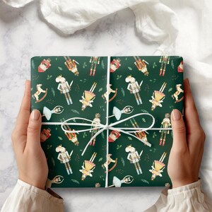 Nutcracker ballet Christmas wrapping paper roll with vintage holiday design