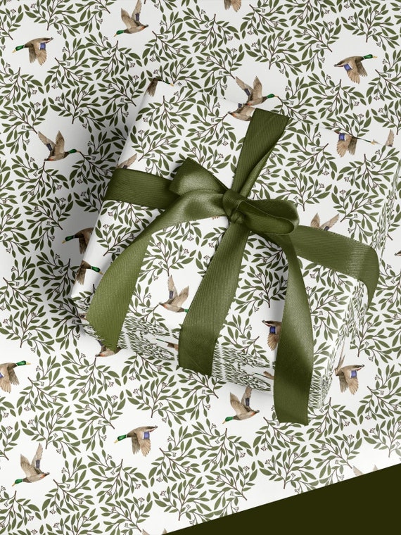 Mallard Duck Wrapping Paper Green Mallard Duck Hunting Gift Wrapping Paper Elegant Hunter Gift Wrappig Paper Mallard Duck Gift for Hunter