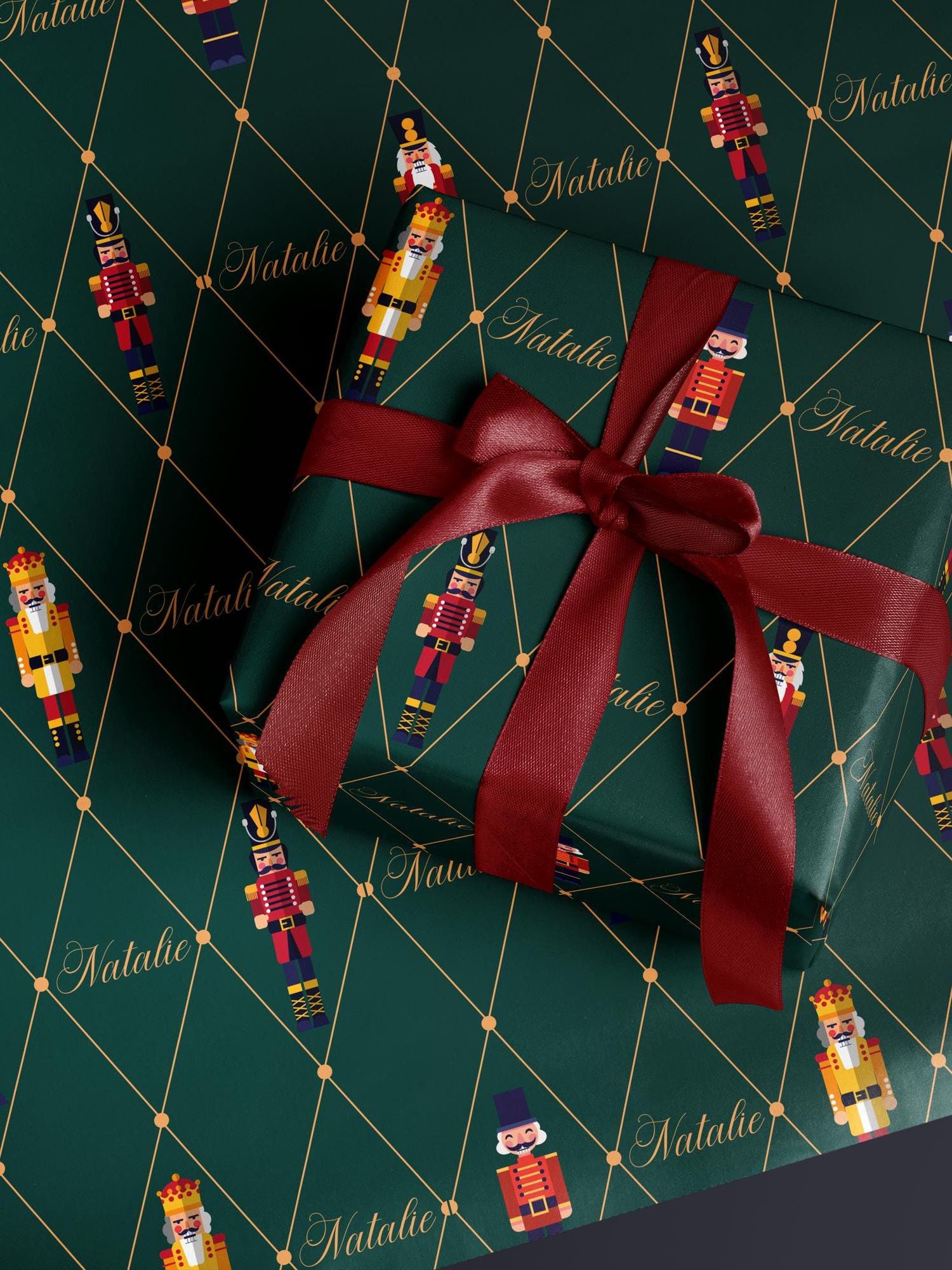 Nutcracker Wrapping Paper Green Christmas Gift Wrappig Paper Personalized Gift Wrapping Paper Nutcracker Christmas Wrapping Paper Elegant
