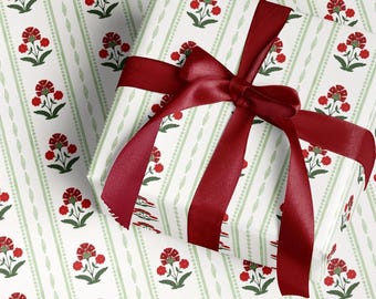 Cottagecore Christmas Wrapping Paper Farmhouse Christmas Wrapping Vintage Rustic Christmas Wrapping Paper Roll Floral Christmas Gift Wrap
