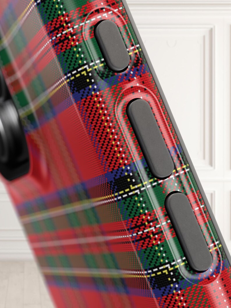Red Plaid Christmas Case in Royal Steward tartan, stylish and protective iPhone case
