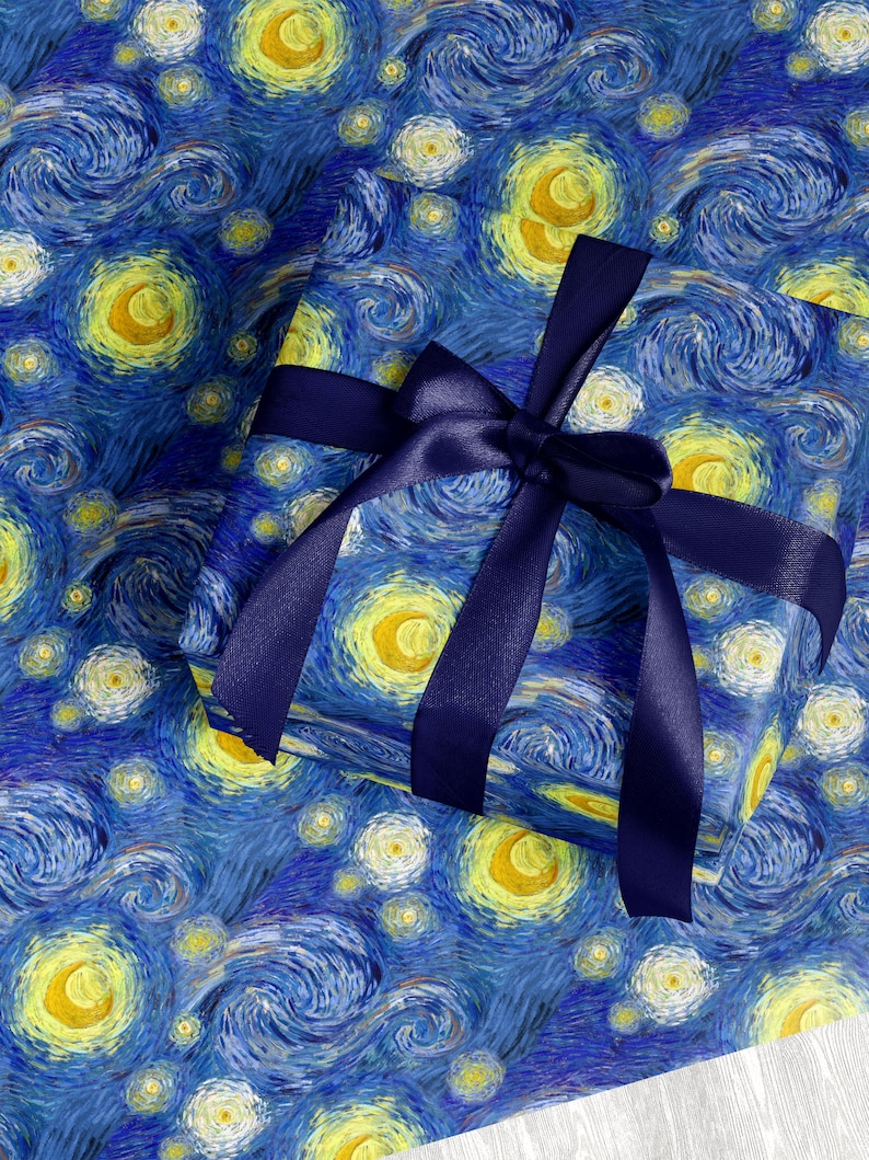 Vincent van Gogh Starry Night Wrapping paper Van Gogh Painting Gift Wrap Elegant Artistic Gift Wrapping Paper Classic Art Gift Wrap Romantic