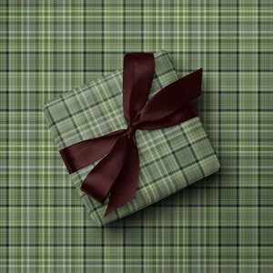 Green plaid gift wrapping paper ideal for men’s Christmas presents and elegant gift wrap
