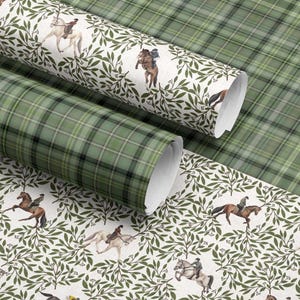 artan plaid wrapping paper roll with classy green plaid pattern for Christmas packaging