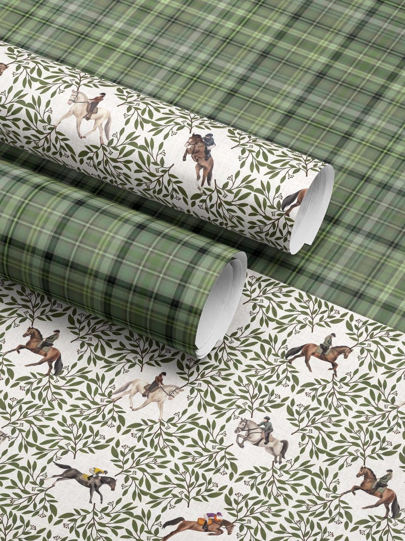 artan plaid wrapping paper roll with classy green plaid pattern for Christmas packaging