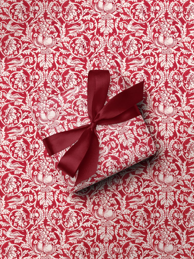 William Morris Queen Anne Wrapping Paper Vintage Christmas Gift Wrap William Morris Art Print Paper Gift Wrap Vintage Christmas Classy Red