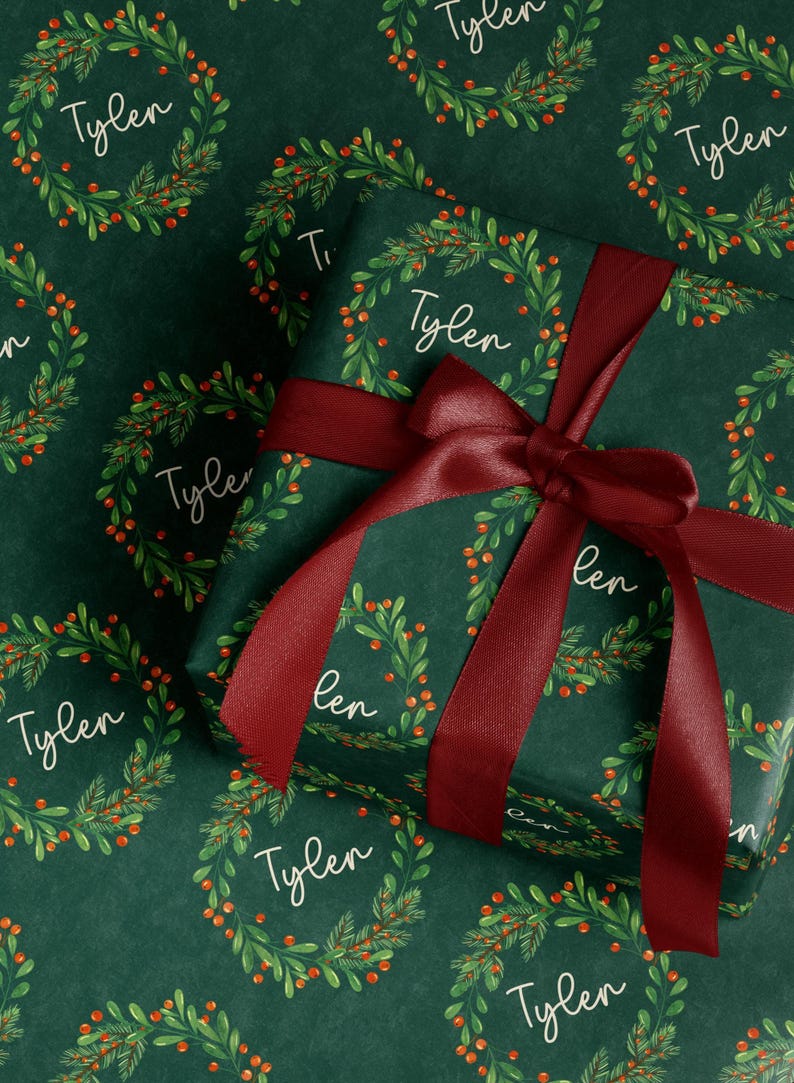 Custom Name Christmas Paper Personalized Holiday Wrapping