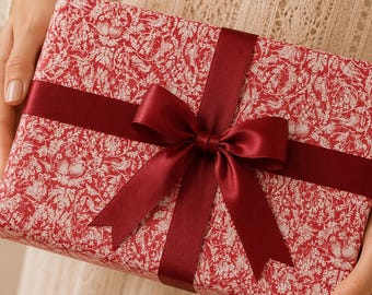 William Morris Queen Anne Wrapping Paper Vintage Christmas Gift Wrap William Morris Art Print Paper Gift Wrap Vintage Christmas Classy Red