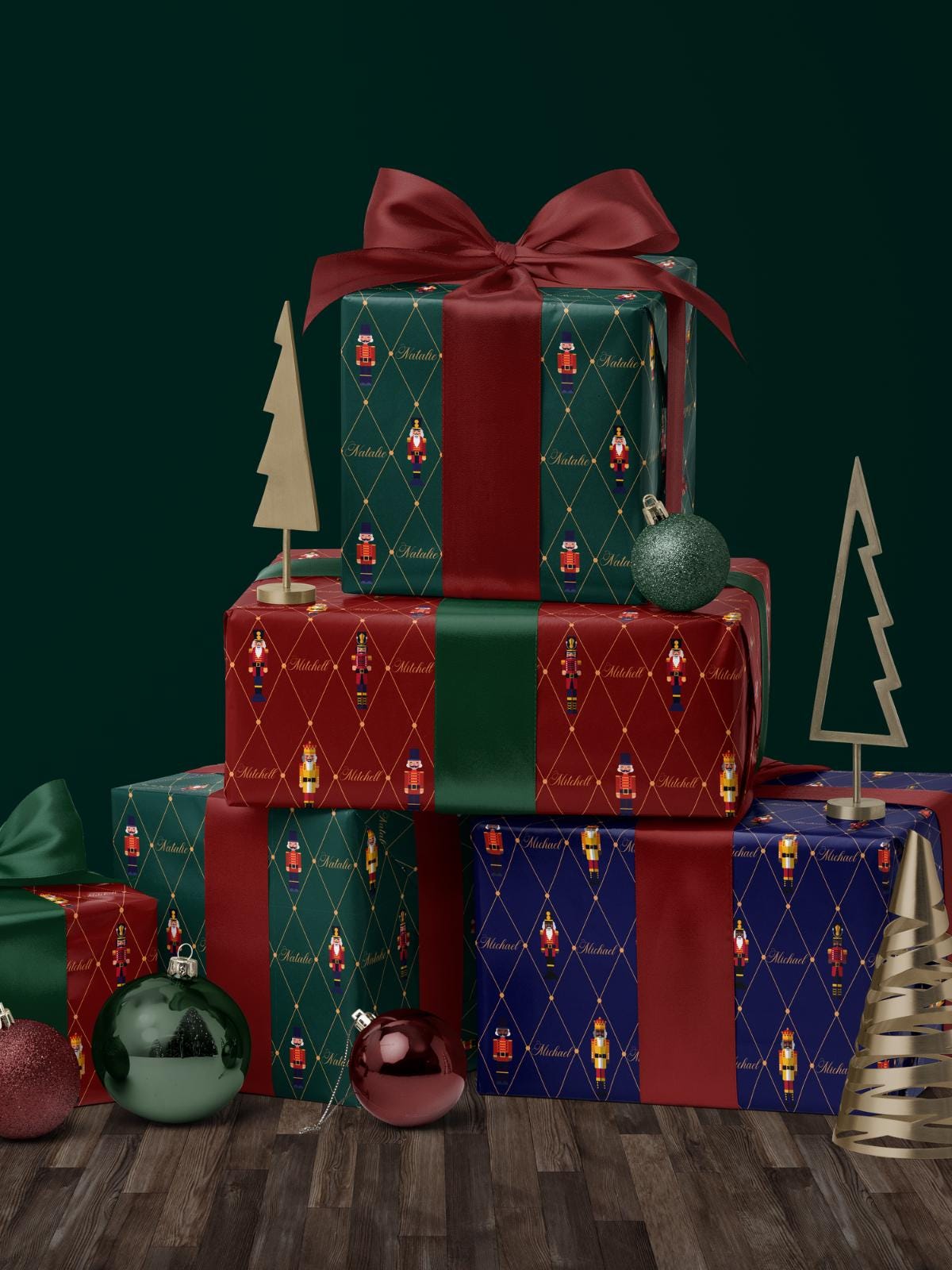 Nutcracker Wrapping Paper Green Christmas Gift Wrappig Paper Personalized Gift Wrapping Paper Nutcracker Christmas Wrapping Paper Elegant