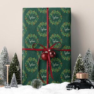 Personalized Holiday Gift Wrap Custom Name Christmas Paper