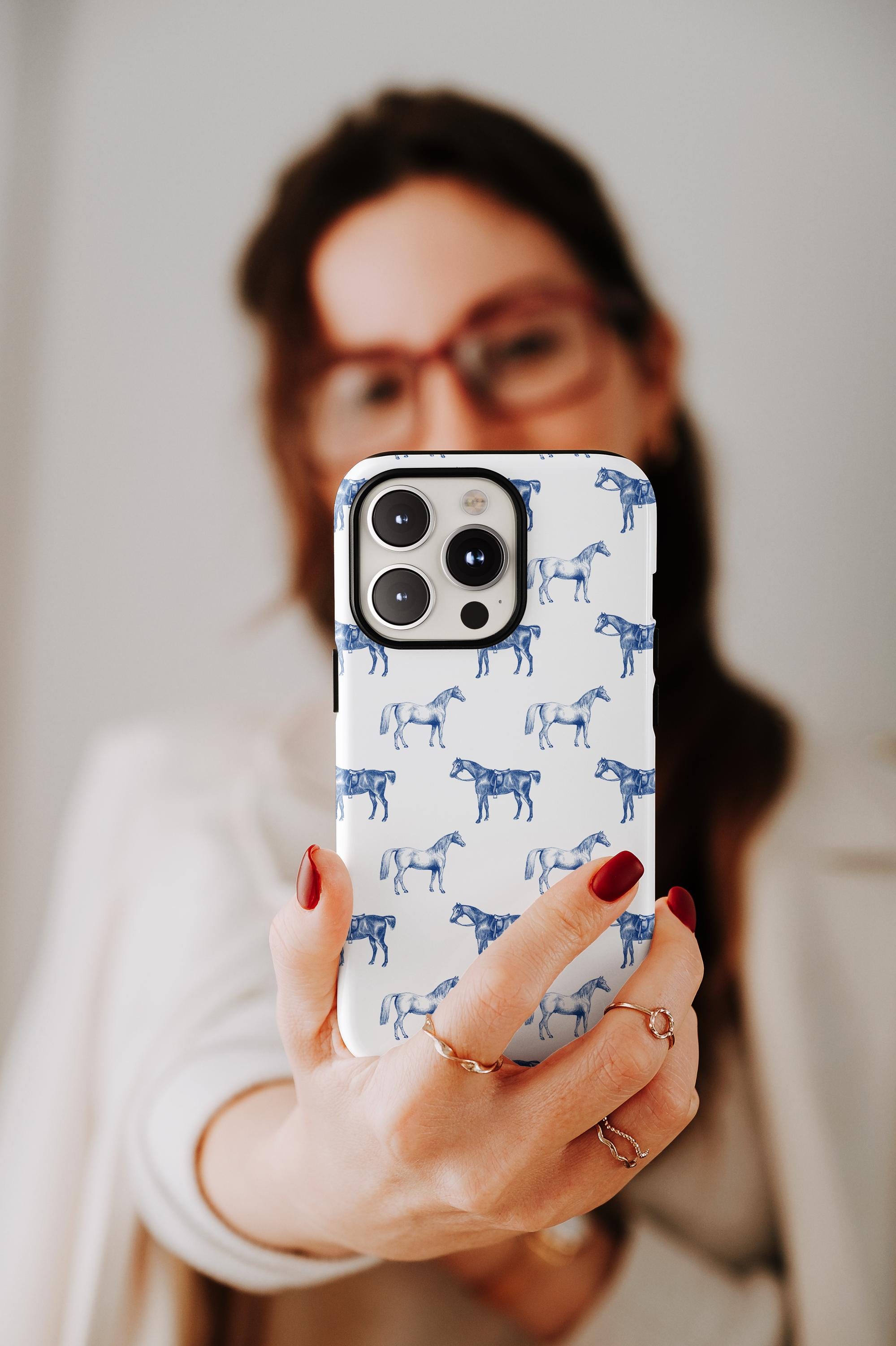 Horse Toile iPhone Case Equestrian Tough Case iPhone 17 Pro Max