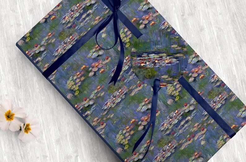 Claude Monet Water Lily Wrapping Paper Art Gift Wrap Elegant Birthday Wrapping Paper Wedding Gift Wrap Monet Painting Wrapping Paper Vintage