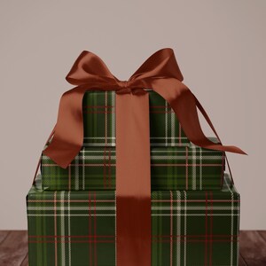 Green tartan plaid wrapping paper perfect for outdoor enthusiasts