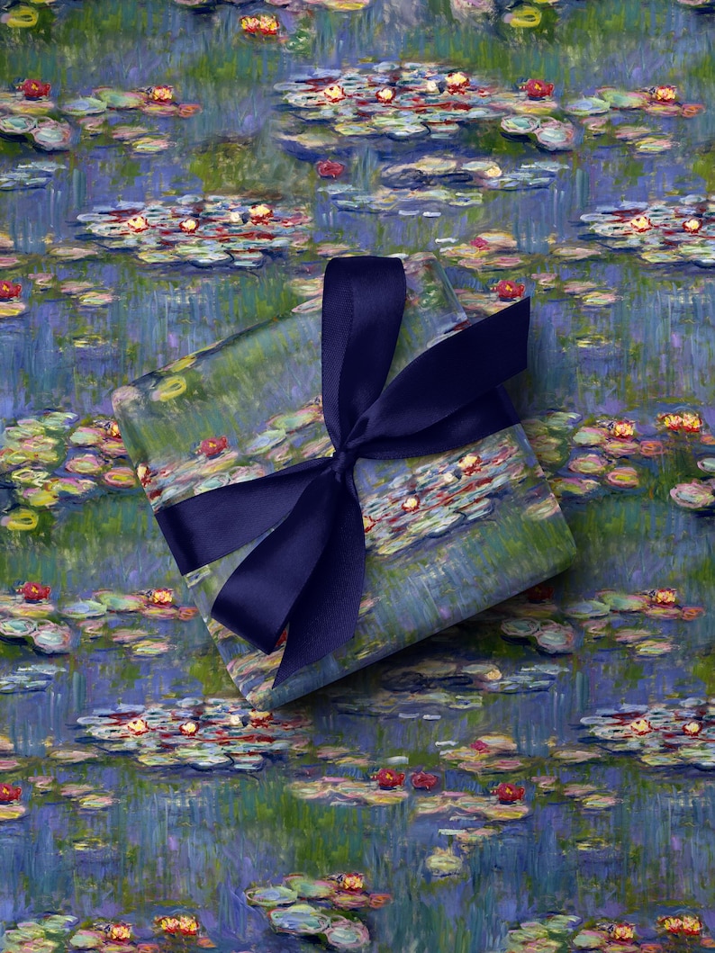 Claude Monet Water Lily Wrapping Paper Art Gift Wrap Elegant Birthday Wrapping Paper Wedding Gift Wrap Monet Painting Wrapping Paper Vintage