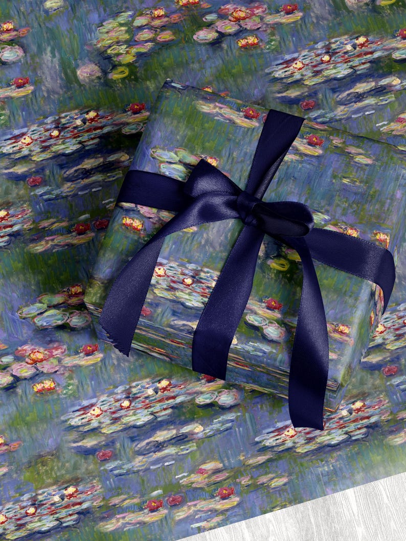 Claude Monet Water Lily Wrapping Paper Art Gift Wrap Elegant Birthday Wrapping Paper Wedding Gift Wrap Monet Painting Wrapping Paper Vintage