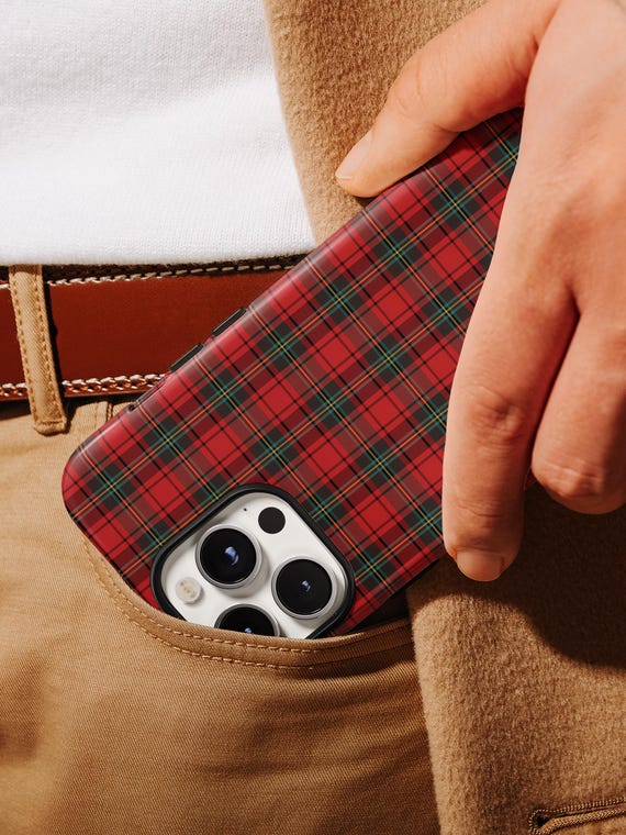 Red Tartan Plaid Christmas iPhone Case iPhone 17 Pro Max Case Phone Checkered Designer iPhone 16 Plus Case Red Plaid Christmas Classic Case