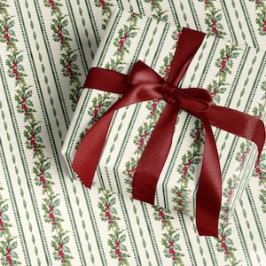Vintage Holly Wrapping Paper Roll Christmas Classic Holiday Gift Wrap Paper Vintage Christmas Nostalgic Wrapping Paper Christmas Paper Retro