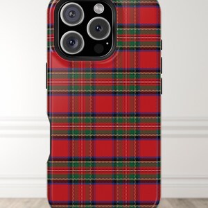 Tartan Plaid iPhone Case for Christmas, featuring Royal Steward design for iPhone 16 Pro Max