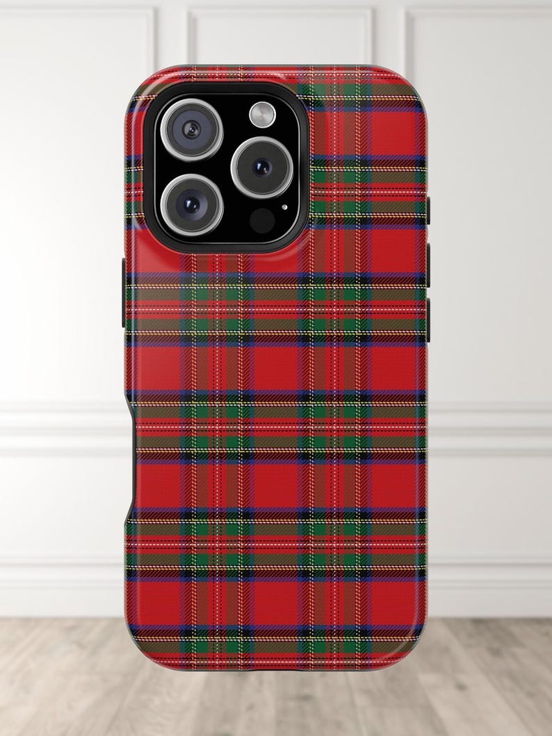 Tartan Plaid iPhone Case for Christmas, featuring Royal Steward design for iPhone 16 Pro Max