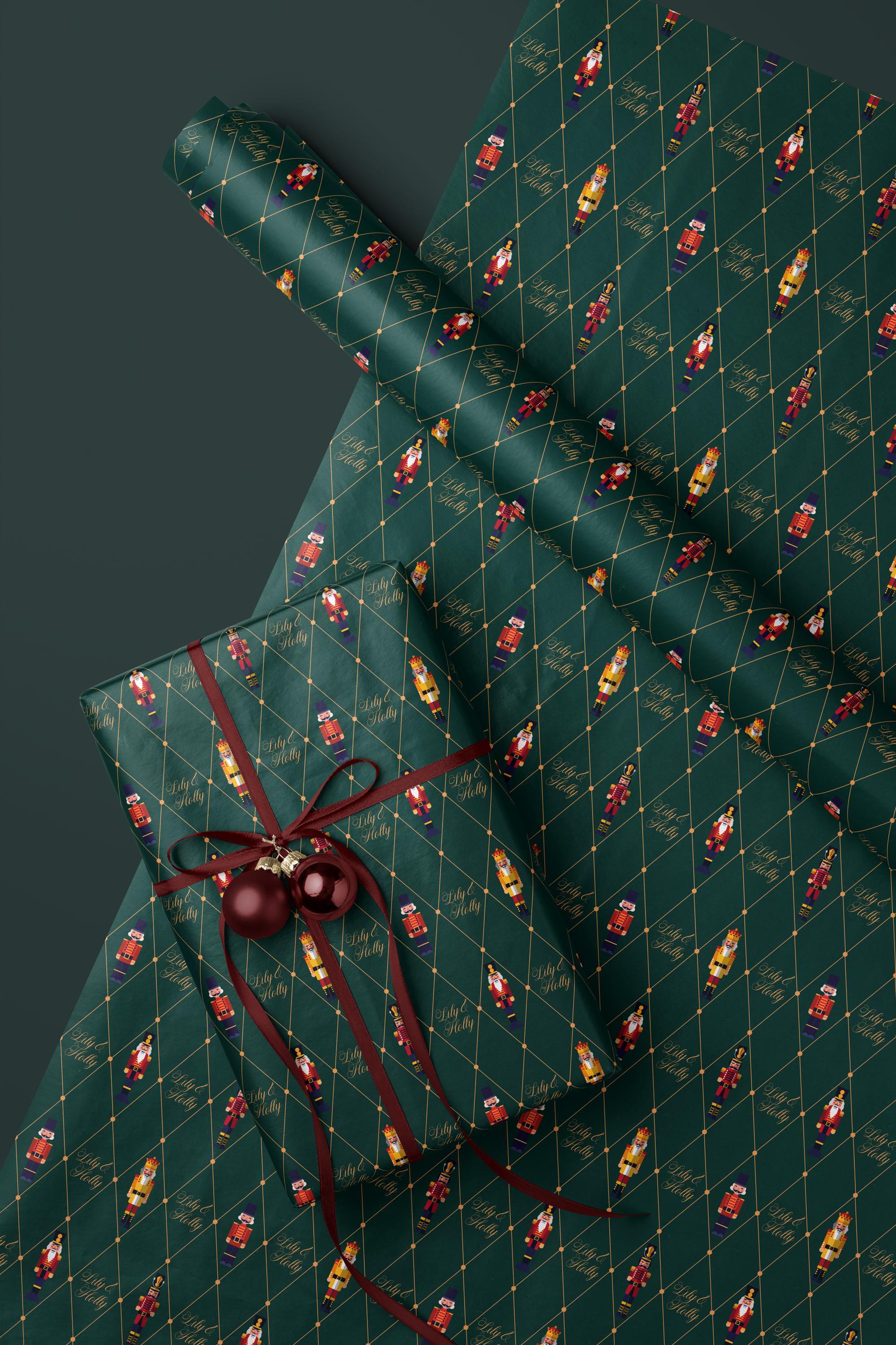 Nutcracker Wrapping Paper Green Christmas Gift Wrappig Paper Personalized Gift Wrapping Paper Nutcracker Christmas Wrapping Paper Elegant