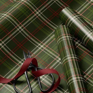 Vintage green plaid wrapping paper for duck hunter gifts