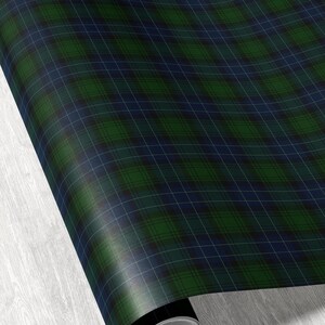 Green navy plaid holiday gift wrap with classic tartan Christmas wrapping design