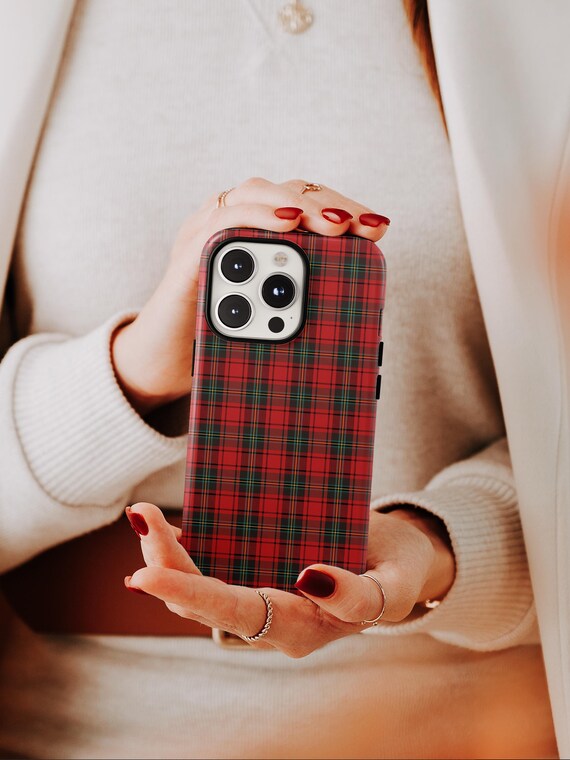 Red Tartan Plaid Christmas iPhone Case iPhone 17 Pro Max Case Phone Checkered Designer iPhone 16 Plus Case Red Plaid Christmas Classic Case