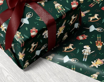 Nutcracker Ballet Christmas Wrapping Paper Roll Nutcracker Gift Wrapping Paper Vintage Christmas Nutcracker Gift Wrapping Paper Ballerina