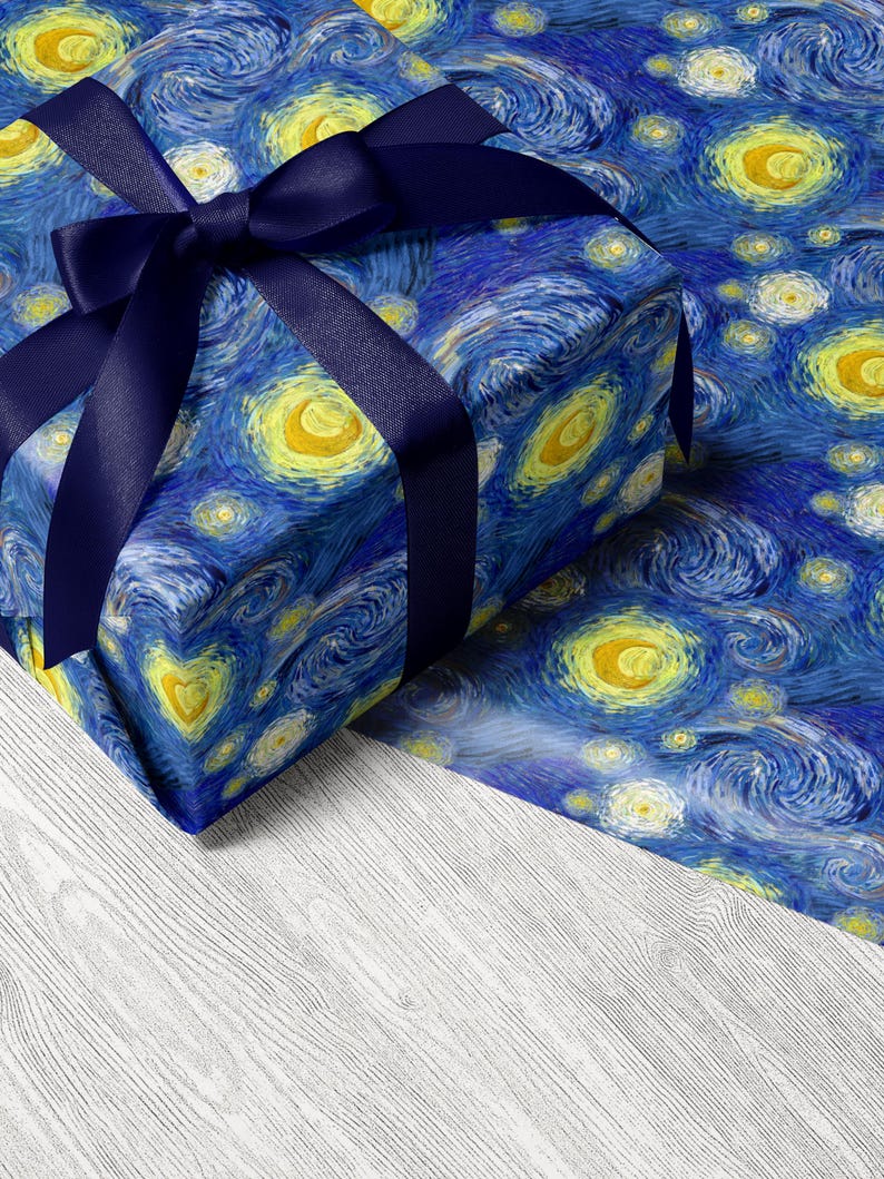 Vincent van Gogh Starry Night Wrapping paper Van Gogh Painting Gift Wrap Elegant Artistic Gift Wrapping Paper Classic Art Gift Wrap Romantic