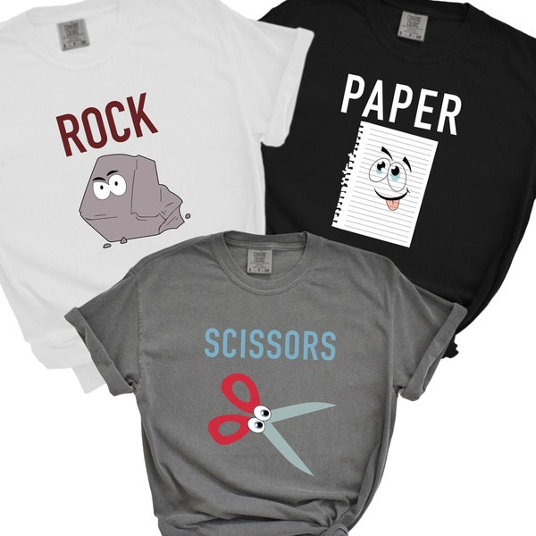 Rock Paper Scissors Matching Family Shirt,Halloween School Costumes Tee, Christmas Holiday Friend Shirts,Group Shirts,Comfort Colors shirt